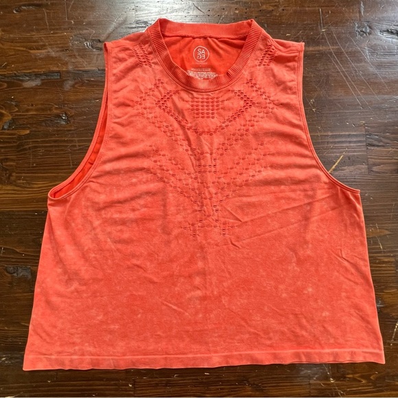 SAGE COLLECTIVE Tank Top Perforated Cutout Muscle Seamless Mineral Wash Womens M - Picture 1 of 5